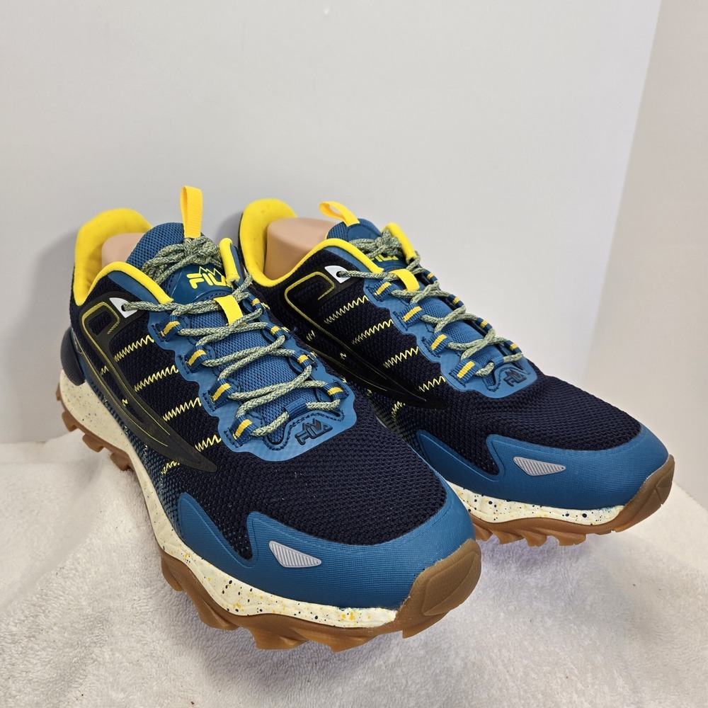 Fila Santiago Energized Mens Size 13 Athletic Running Shoes Yellow/Blue Memory